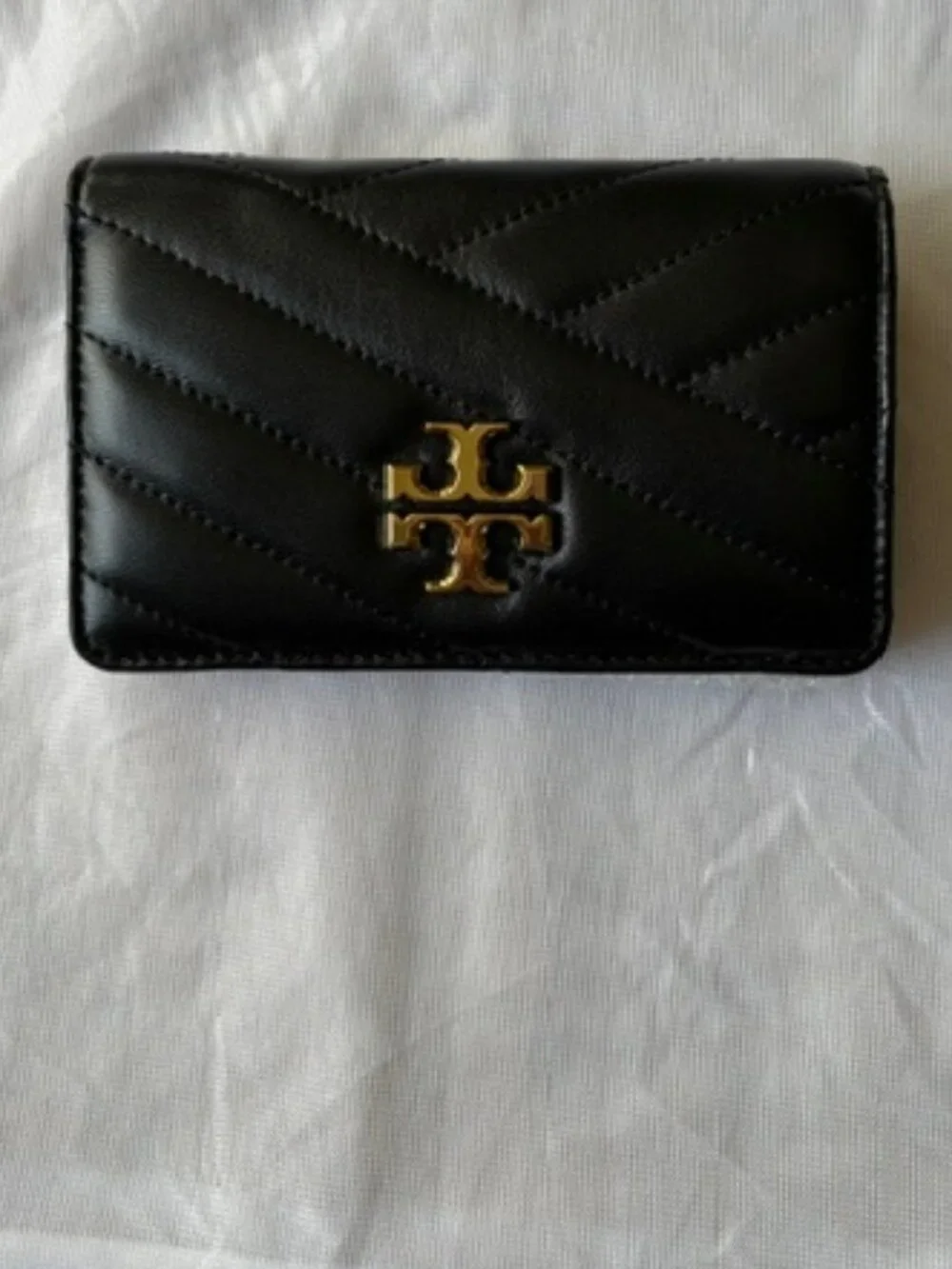 Tory Burch Kira Chevron Medium Slim Wallet Black